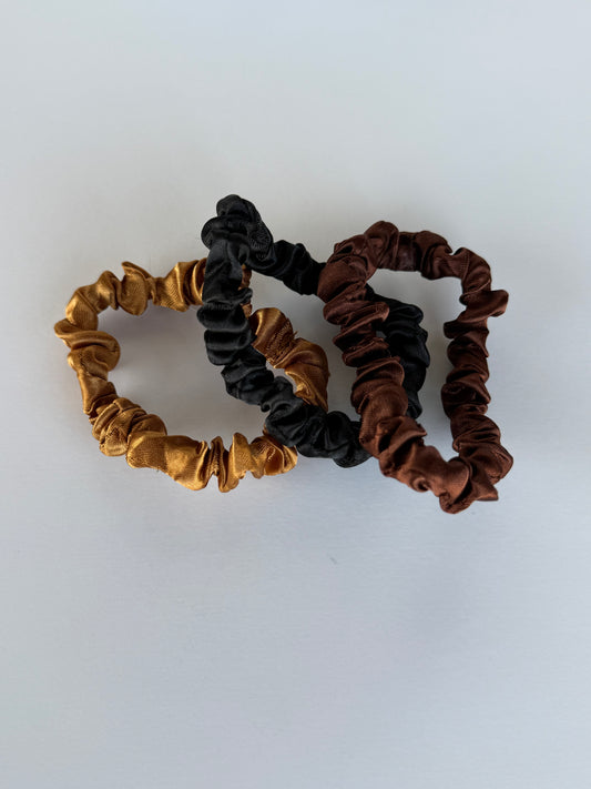 Dark Neutrals | Slim Satin Scrunchies
